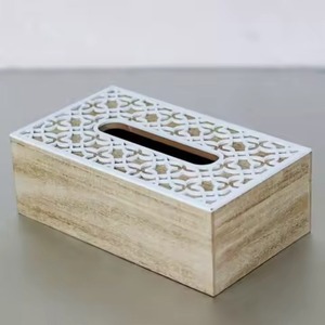 Caja de pañuelos de madera, dispensador decorativo de servilletas faciales para el hogar, la oficina y el baño - Product Image 5