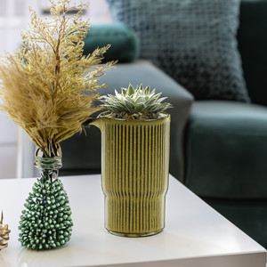 CYC3506YL - Pichet vase Tiki jaune paille moyen - 6,3 H - Product Image 6