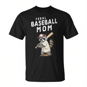 T-Shirt Retrò per Amanti dello Sport con Motivi Procione e Mamma Baseballista, Prodotto Promozionale - Product Image 2