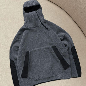 เสื้อฮู้ดดี้เชอร์ปาแบบมีซิปครึ่งตัว ดีไซน์ใหม่สำหรับฤดูหนาว สไตล์สตรีทแวร์ ปกปิดใบหน้า ให้ความอบอุ่น แฟชั่นสำหรับผู้ชาย - Product Image 4