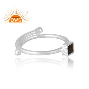 Último diseño 925 plata esterlina oro Natural brillo obsidiana anillo de piedras preciosas diseño personalizado joyería para mujer regalo para ella - Product Image 4