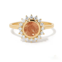 Anillo de Eternidad Chapado en Oro de Plata de Ley 925 para Mujer con Diseño Único de Piedra Solar Dorada y Engaste Romántico en Bisel, Ideal para Fiestas y Bodas
