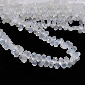 Cuentas de piedras preciosas con forma de lágrima facetada de piedra lunar blanca Natural, cuentas sueltas de piedra lunar de 7x5mm para la fabricación de joyas a precio mayorista - Product Image 2