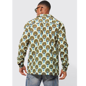 Vêtements de haute qualité pour hommes OEM ODM Chemise décontractée imprimée opaque verte et bleue Meilleur prix Fabrication en gros - Product Image 3