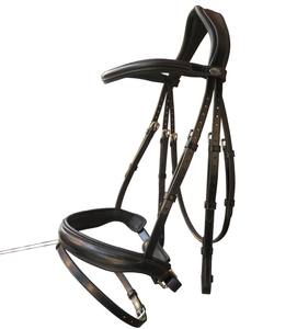 Brida de caballo de cuero auténtico de la mejor compañía, banda para la nariz de doma duradera, banda para cejas levantada, venta al por mayor, equipo de equitación barato - Product Image 2