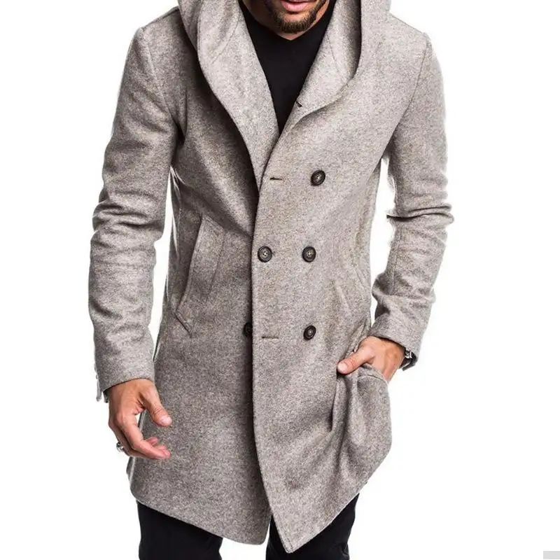 Nouvel arrivage manteau long en laine de haute qualité pour homme, vêtements d'hiver, boutons, manteau haut en fourrure, vente en gros