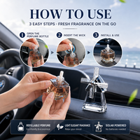 Diffuseur de parfum de voiture en verre rotatif en forme de moulin à vent 40 ml, désodorisant liquide rechargeable, ornement de tableau de bord, sans électricité, OEM