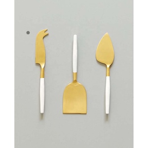 ชุดมีดชีสสแตนเลสชุบทองหรูหรา ด้ามจับทำมือ ดีไซน์คุณภาพสูง เป็นมิตรกับสิ่งแวดล้อม รับทำโลโก้ สำหรับร้านอาหาร - Product Image 4