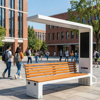 Banc solaire intelligent YUBANG, station de recharge publique extérieure avec WiFi Bluetooth - Mobilier de parc en acier inoxydable robuste