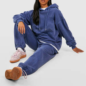 Chándales de lavado ácido de alta calidad más vendidos para mujer, ropa deportiva y de moda con patrón sólido informal personalizado - Product Image 3