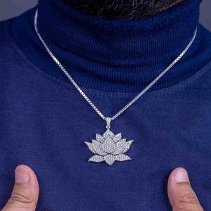 Collar con Colgante de Diamante Moissanite VVS Premium con Diseño de Flor de Loto en Plata 925, Joyería Hip Hop a Bajo Precio - Product Image 2