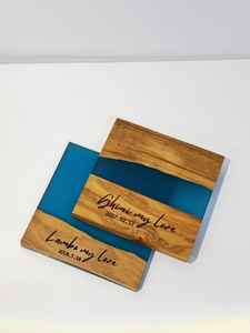 ที่รองแก้วเรซินศิลปะใช้งานได้คุณภาพระดับพรีเมียมเครื่องใช้บนโต๊ะอาหารสไตล์คลาสสิกแบบฟิวชั่นไม้หรูหราและมีรายละเอียดหิน - Product Image 2