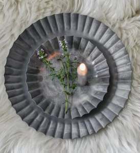 ถาดเสิร์ฟชุบสังกะสีทรงกลมสไตล์วินเทจสำหรับตกแต่งงานแต่งงานและตกแต่งบ้าน - Product Image 1