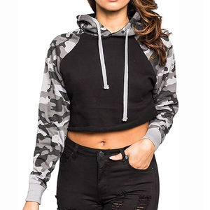 New Arrival Hot Selling Designer Women's Cropped Hoodie Comfortable Sexy <b>Drop</b> Shoulder Front Logo 100% Cotton for Autumn/Winter - Product Image 6