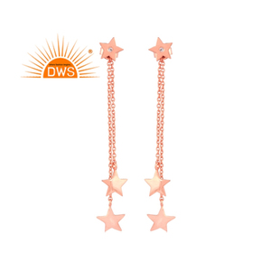 Pendientes de Plata de Ley chapados en oro rosa hechos a mano, diseño de estrella de piedras preciosas de topacio blanco Natural, joyería para mujer, regalo para - Product Image 1