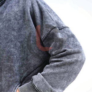 Survêtements de course d'hiver décontractés de style High Street pour hommes, vêtements d'entraînement de jogging personnalisés confortables et lavés à l'acide avec col à capuche - Product Image 4