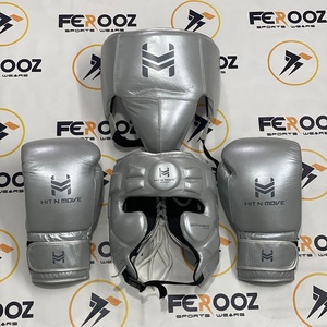 Guantes de Sparring Hit N Move Silver MMA con Cordones, Diseño Ergonómico, Protección de Cabeza Absorbente de Impactos, Protector Inguinal, Cierre de Gancho y Bucle - Product Image 1