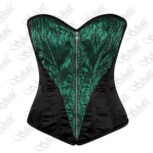 2024 Nouveau Design Corset avec superposition de dentelle de cils et garnitures Corset surbuste à 3 couches en corset de brocart de haute qualité