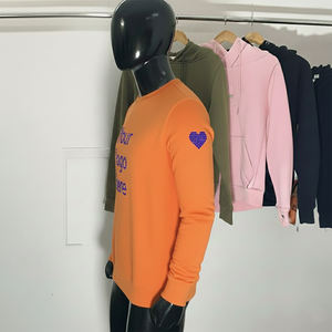 Sudadera Holgada con Cuello Redondo, Bordado Frontal Personalizado, de Poliéster, Algodón y Felpa, para Hombre y Mujer, Estilo Oversize con Hombros Caídos - Product Image 1