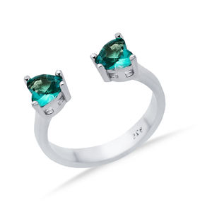 Luxurious Heart Design Paraiba Zircon Stone Wedding & Party <b>Adjustable</b> <b>Ring</b> Handcrafted 925 Sterling Silver Fine Jewelry - Product Image 3