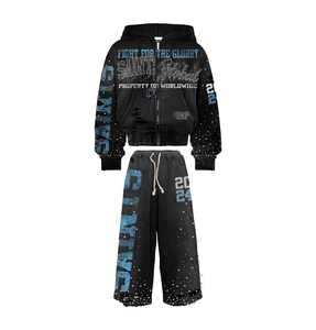 Conjunto de Sudadera con capucha de forro polar lavado ácido de algodón para hombre más vendido, chándal transpirable con logotipo personalizado para ropa informal para gimnasio de invierno fitness - Product Image 6