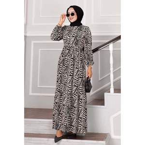 Vestido Hijab Tejido Crepé Estampado Negro - Product Image 1