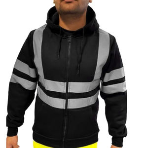 Veste de travail d'hiver pour homme en toile bicolore respirante avec col montant imperméable réfléchissant pour la sécurité routière à vélo pour l'équitation - Product Image 3