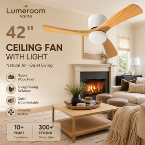 42 Inch <b>Ceiling</b> Fan with <b>Light</b> and <b>Remote</b> Solid Wood Flush Mount Low Profile Quiet DC Motor for Living Room Bedroom - Product Image 2