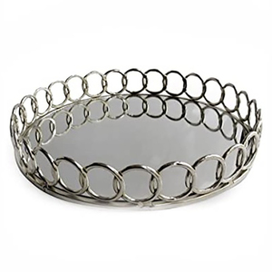 Vente en gros de snacks argentés décoratifs en métal, fer et verre Plateau de fruits de luxe pour le service de cadeaux de mariage - Product Image 1