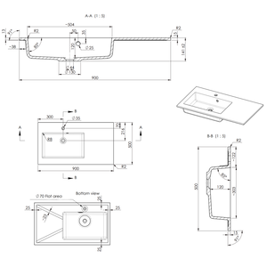 Lavabo para zurdos de 90 cm con diseño único para un uso conveniente - Product Image 2