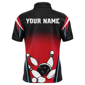 Polo de bowling sportif pour homme, imprimé sur mesure, de qualité supérieure, en tissu tricoté 100 % polyester, imperméable et à séchage rapide - Product Image 4