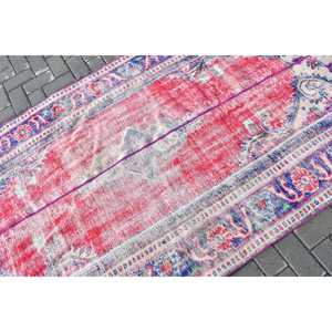 Grand tapis vintage 4,3x9,9 pieds, tapis turc rouge en laine persane - Product Image 5