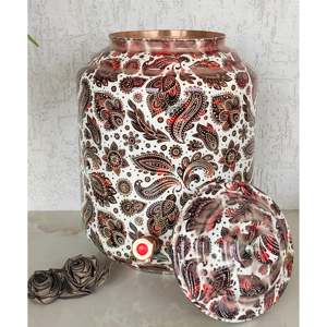 Pot à eau en céramique de 13 L imprimé cuivre avec motif Paisley écarlate - Product Image 4
