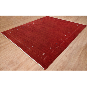 Tapis Gabbeh en laine rouge fait main, motif tribal, design minimaliste, tapis de sol pour la maison, décoration confortable, 3002 - Product Image 1