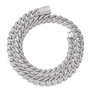 Collar de Cadena Cubana, Fábrica, Personalizado, Oro Blanco de 10k, Diamante Cultivado en Laboratorio, 10mm, Estilo Hip-hop Rap, Collar para Hombre, Joyería para Fiesta - Product Image 6
