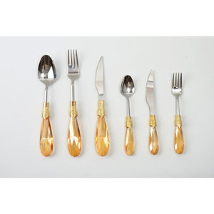 Factory Direct Supply Gold Cutlery Stainless Steel Metal Flatware <b>Set</b> Hotels Dinner <b>Spoon</b> <b>Fork</b> <b>Knife</b> with Transparent Handles - Product Image 6