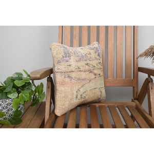 Beige Wool Kantha <b>Patchwork</b> Pillow 14x14 Inch Luxury Vintage Embroidered Fluffy Rustic <b>Throw</b> Pillow for Floor Use - Product Image 2