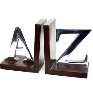 Juego de 2 sujetalibros de piña con acabado dorado de lujo para decoración elegante de oficina en casa y estantería acento hecho a mano de La India - Product Image 2