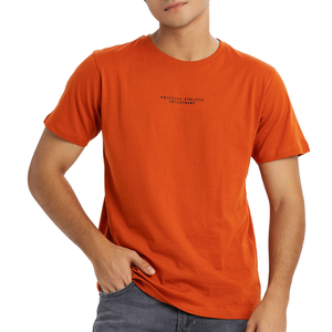 Stylish <b>Orange</b> Solid Pattern Jersey <b>T</b>-<b>Shirt</b> 100% Cotton Short Sleeve Soft Comfortable Breathable 220 Grams Knitted for <b>Men's</b> - Product Image 1