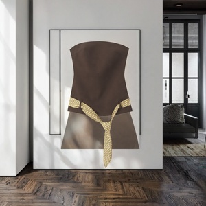 Débardeur d'été décontracté marron respirant en tissu tissé sans bretelles avec fermeture éclair latérale pour femme - Product Image 3