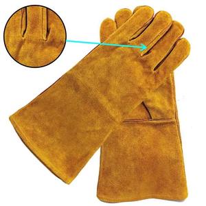 Gants de soudage jaune court en cuir de vachette résistant à l'usure isolation thermique gants de travail de soudeur gants de travail en cuir de vachette - Product Image 6