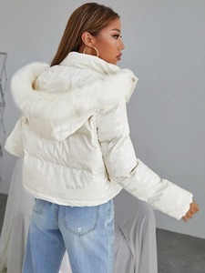 Veste matelassée pour femme, vêtement décontracté tendance, hiver, chaude, imperméable, respirante, tissée, légère - Product Image 4