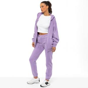 Jogger d'hiver avec logo personnalisé pour femmes, ensemble de vêtements de sport, veste courte respirante de grande taille, survêtement, legging d'entraînement à fermeture éclair élastique - Product Image 1
