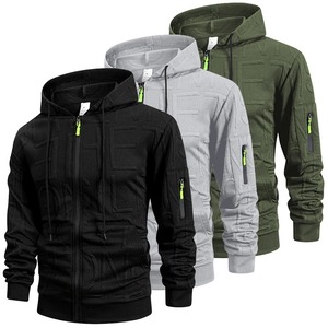 Veste à capuche sportive en jacquard à lettres pour hommes Manteau à capuche zippé chaud d'automne et d'hiver avec poche kangourou et poche zippée - Product Image 6