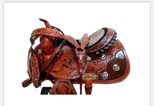 Sillín de caballo occidental de cuero genuino personalizable hecho a mano (cuero de búfalo) Trail Barrel Racing Roping Reining Competiciones - Product Image 4