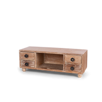 Coffre de rangement compact stéréo mini à 4 tiroirs, style japonais, en teck et laiton, solution de rangement efficace pour bijoux et montres, décoration, cadeau