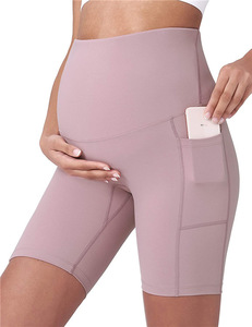 Shorts de maternité respirants en non-tissé Spandex/Coton, leggings de yoga et de cyclisme pour femme enceinte, avec poches, en stock - Product Image 2