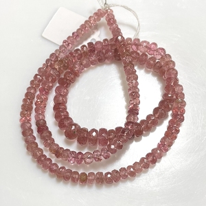 Perles en forme de rondelle à facettes en tourmaline rose Pierre précieuse naturelle de haute qualité pour la fabrication de bracelets - Product Image 1