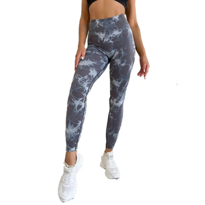 Fille chaude taille haute sans couture cravate teinture Leggings de gymnastique vêtements de sport vêtements de Yoga Fitness pantalons d'entraînement Leggings vêtements de course - Product Image 5