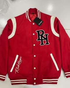 แจ็คเก็ตเลตเตอร์แมนแบบมีปกตั้งสำหรับฤดูหนาว สไตล์สตรีทแวร์ ลายโลโก้แบบกำหนดเอง ผลิตตามแบบ OEM คุณภาพสูง ผ้าฝ้าย 100% กันลม สำหรับผู้ชาย - Product Image 1